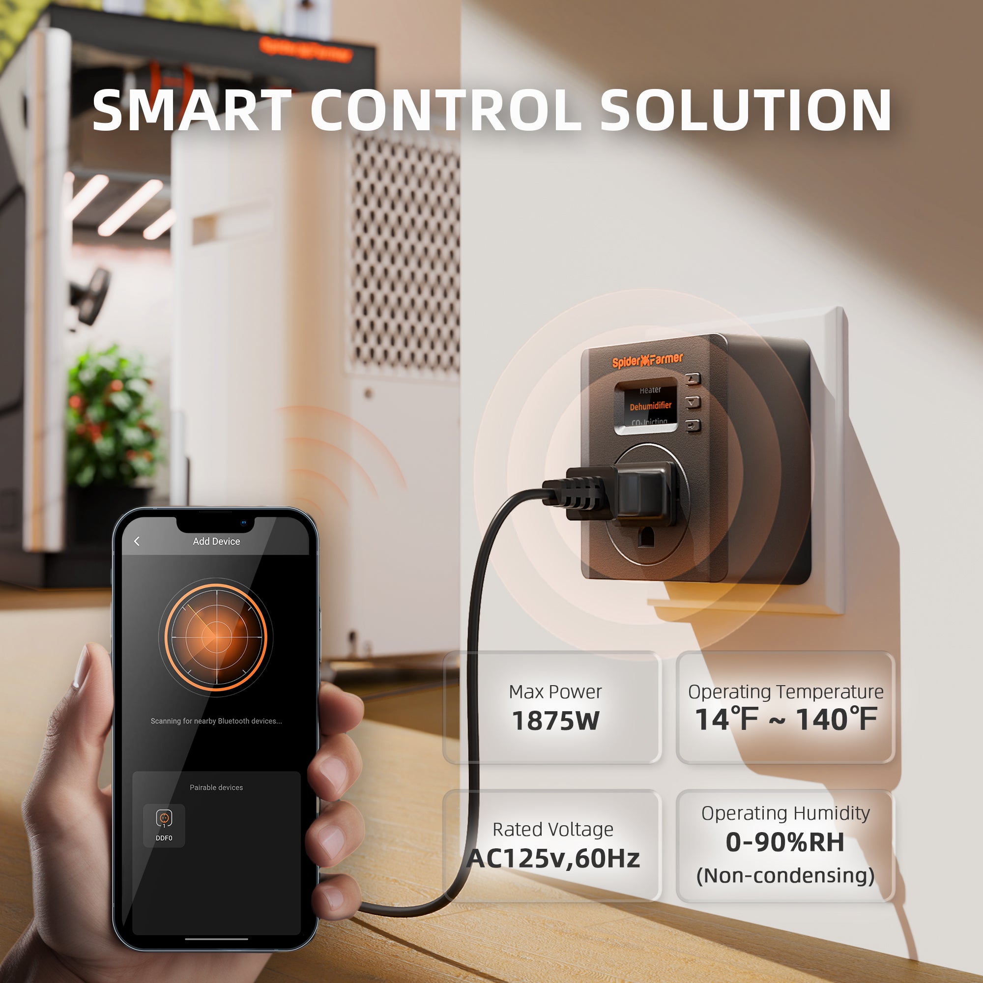 Spider Farmer S-Station | Wi-Fi & Bluetooth , Smart Plug Controller 1875W 15A for Indoor Growing