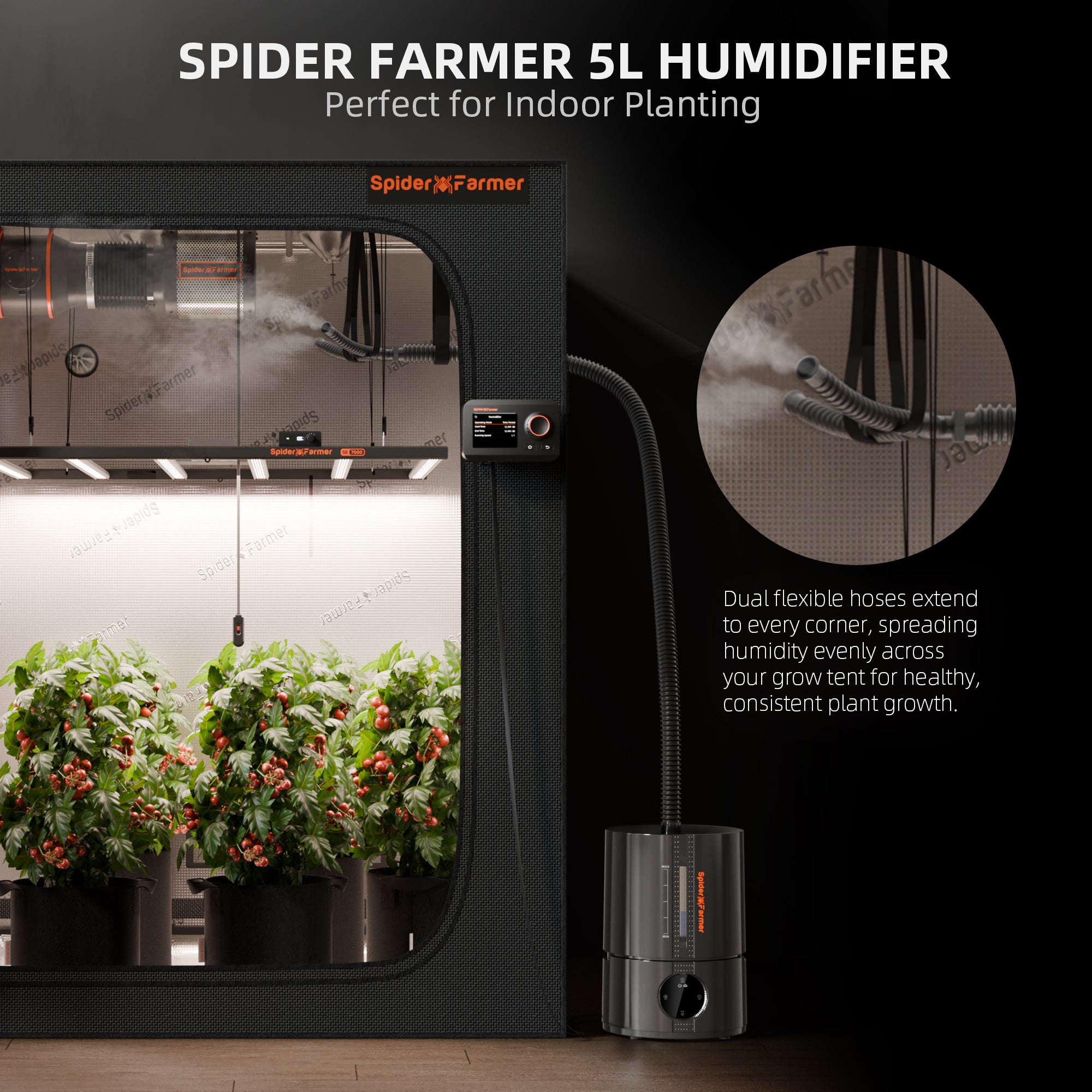 Spider Farmer® 5L Smart Cool Mist Humidifier with Temp & Humidity Sensor Smart APP Control