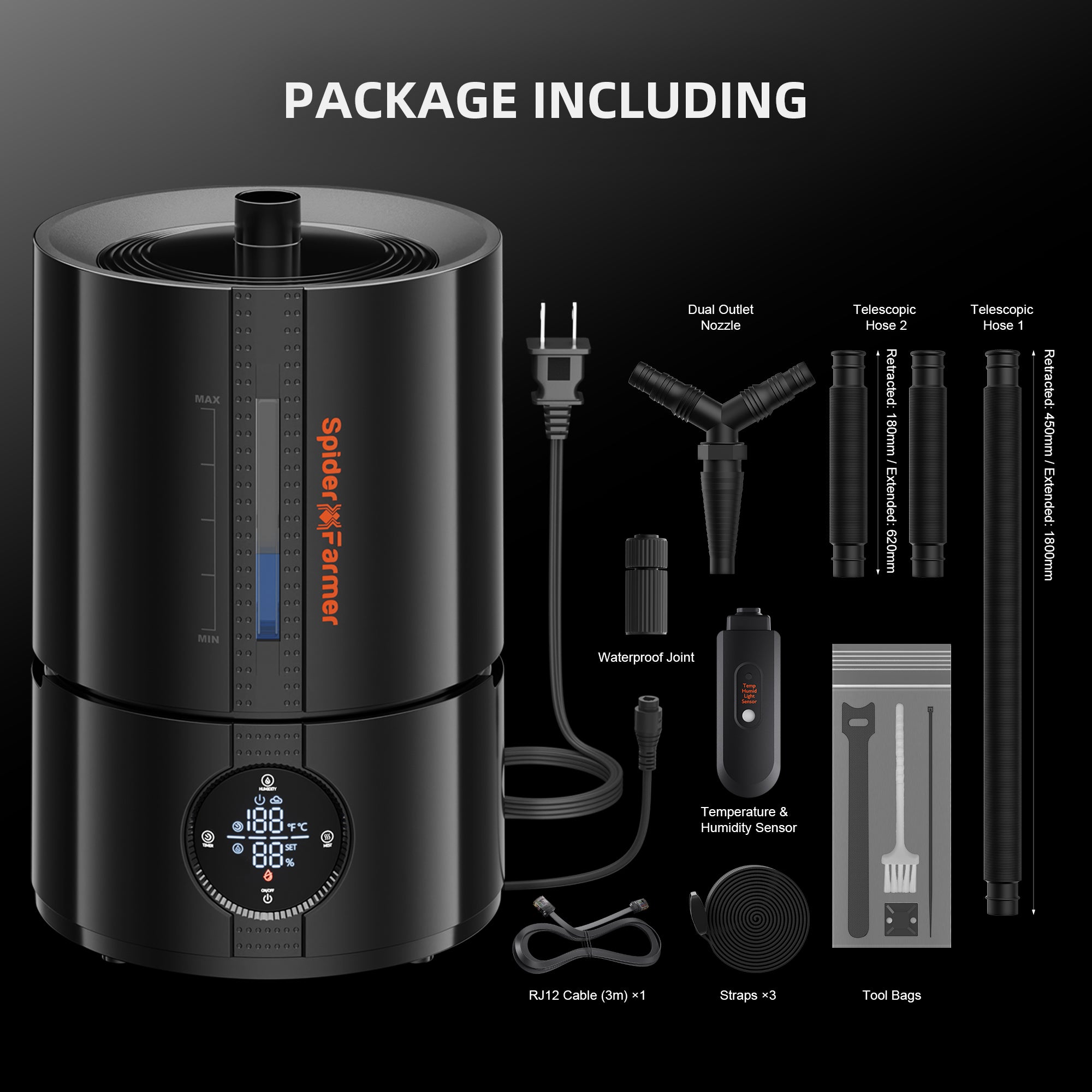 Spider Farmer® 5L Smart Cool Mist Humidifier with Temp & Humidity Sensor Smart APP Control