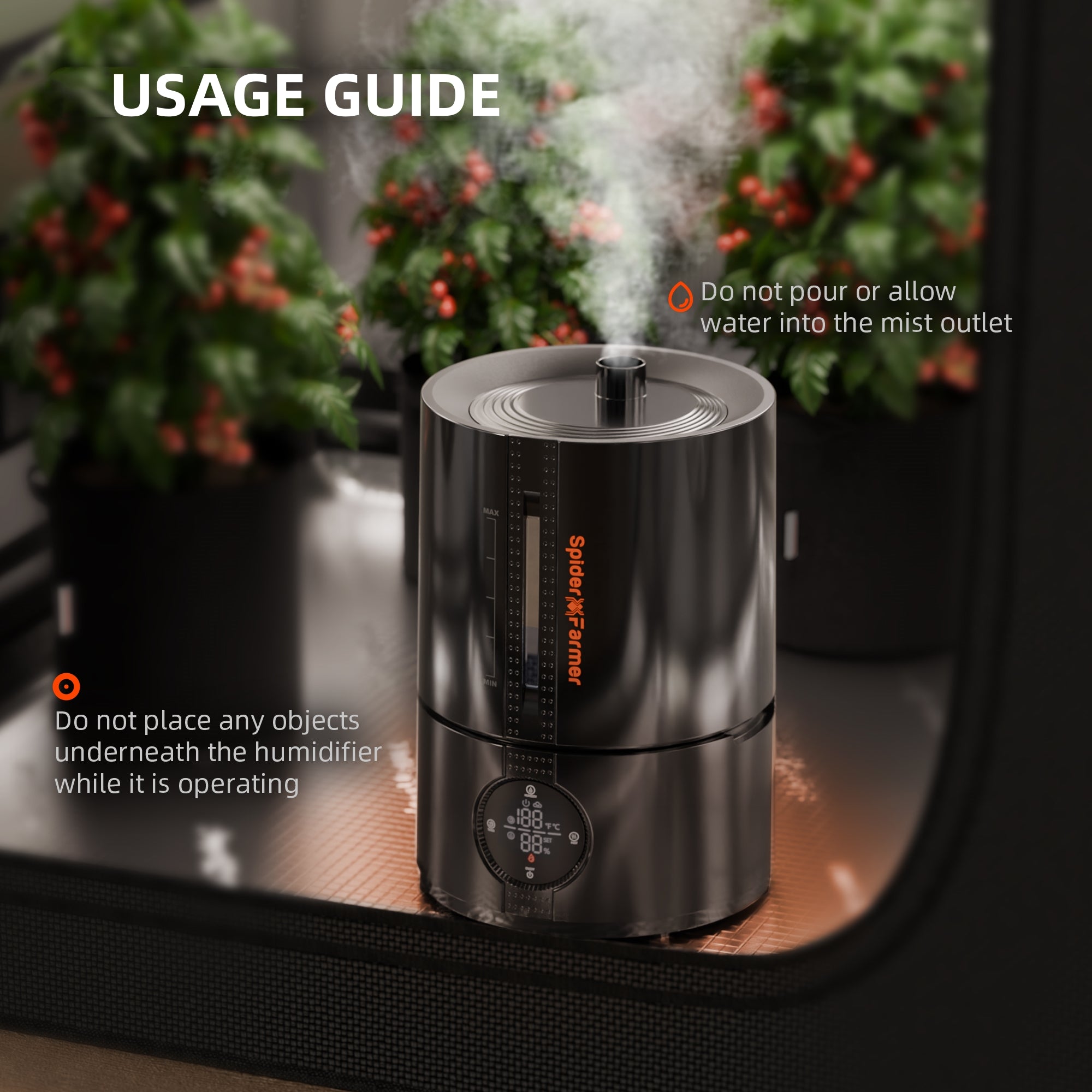 Spider Farmer® 5L Smart Cool Mist Humidifier with Temp & Humidity Sensor Smart APP Control