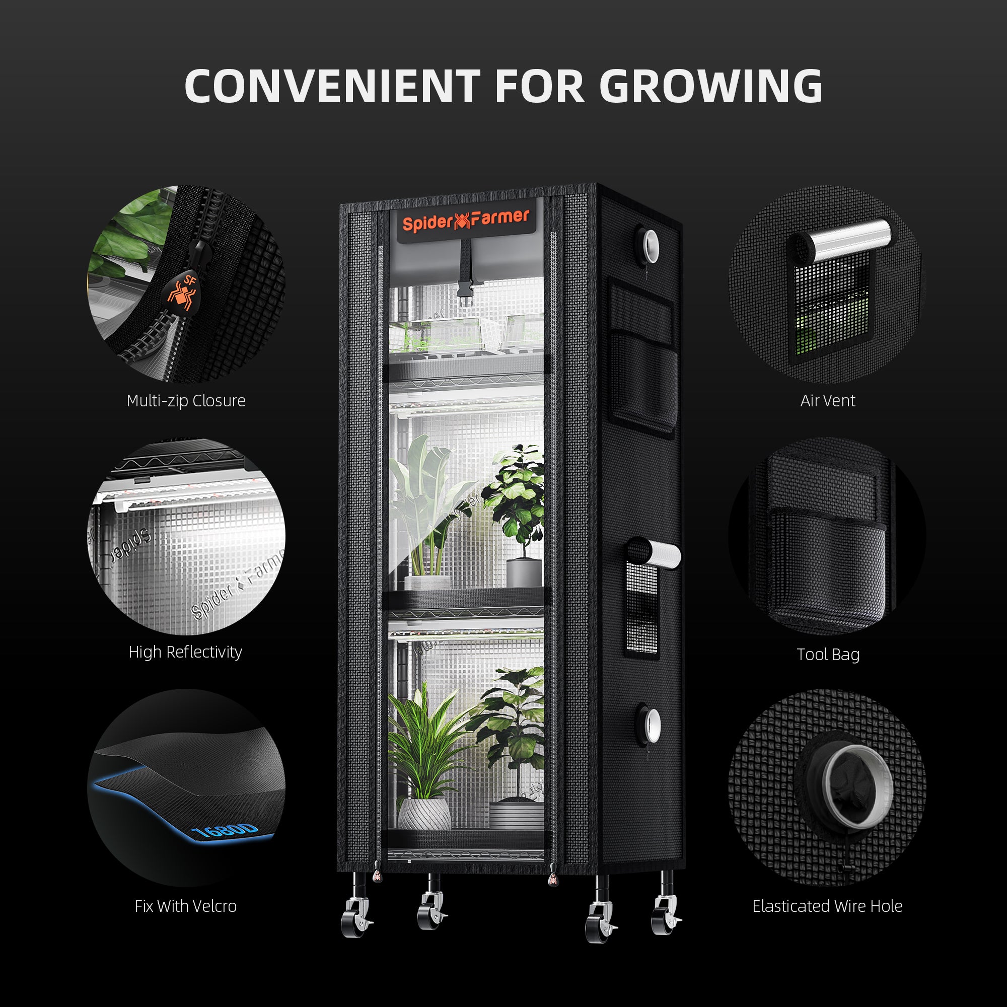 Spider Farmer 4 Tier Plant Stand With Grow Lights 54W