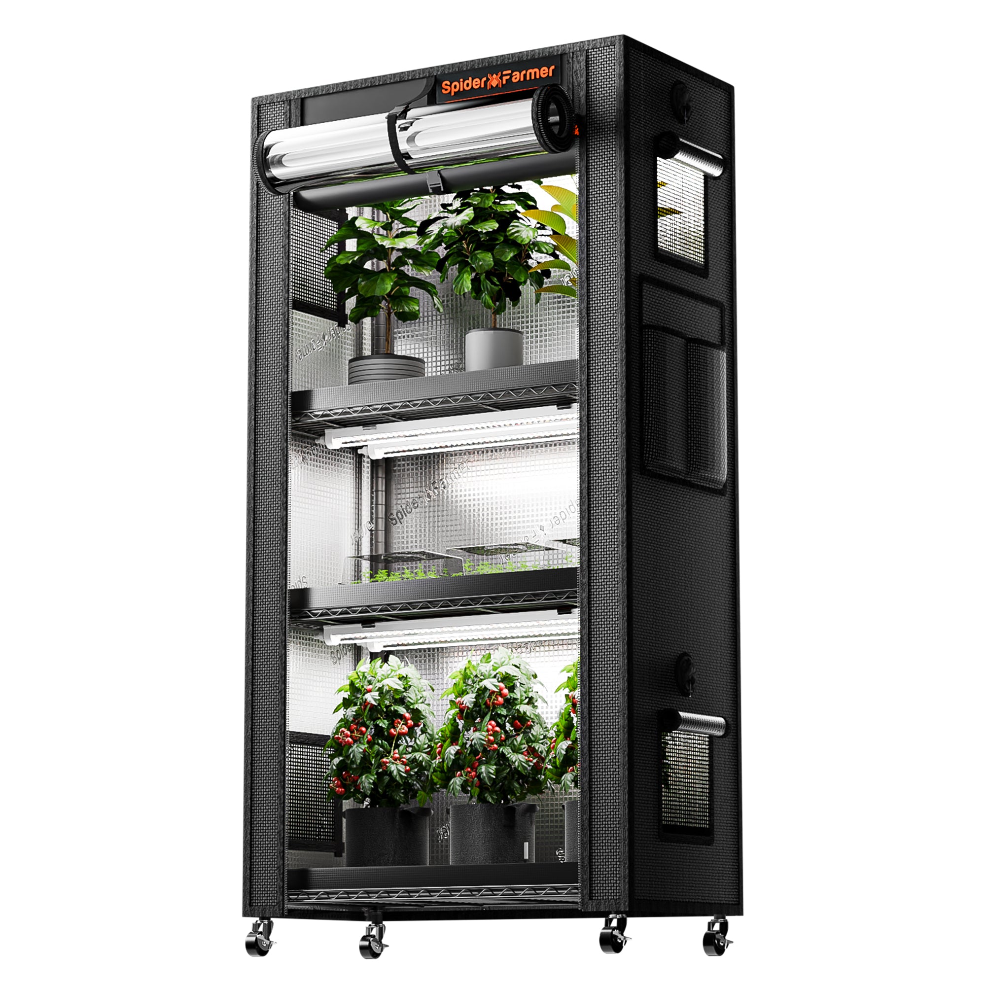 Spider Farmer 4 Tier Plant Stand With Grow Lights 108W