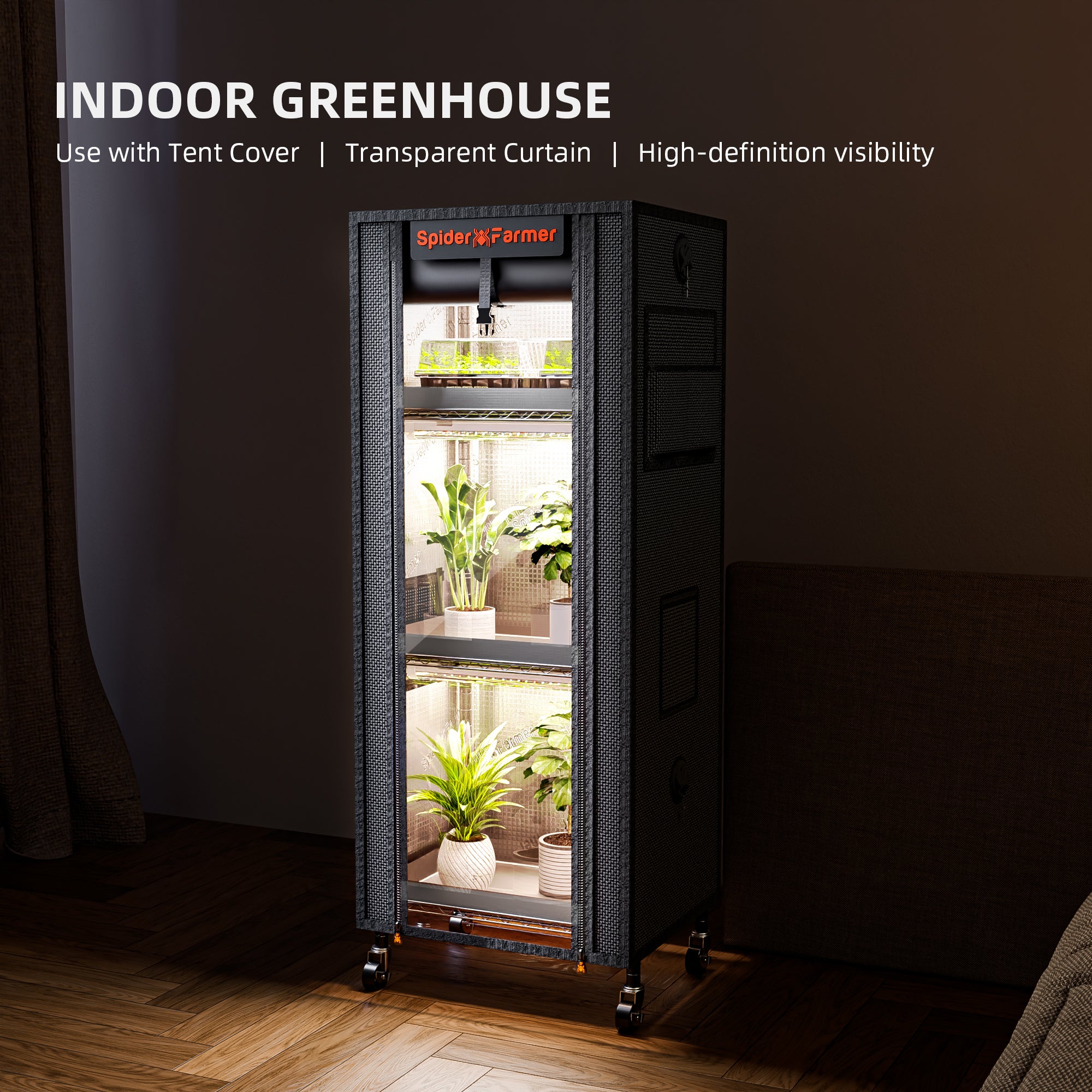 Spider Farmer 4 Tier Plant Stand With Grow Lights 54W