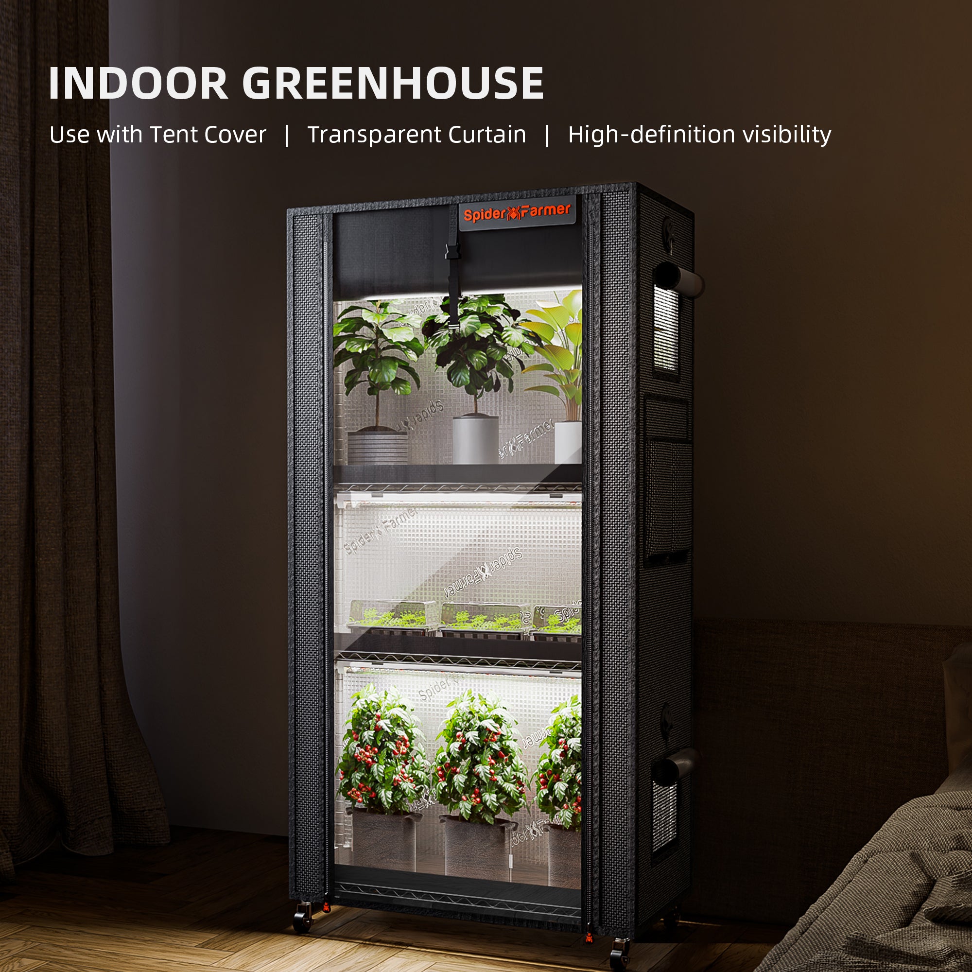 Spider Farmer 4 Tier Plant Stand With Grow Lights 108W