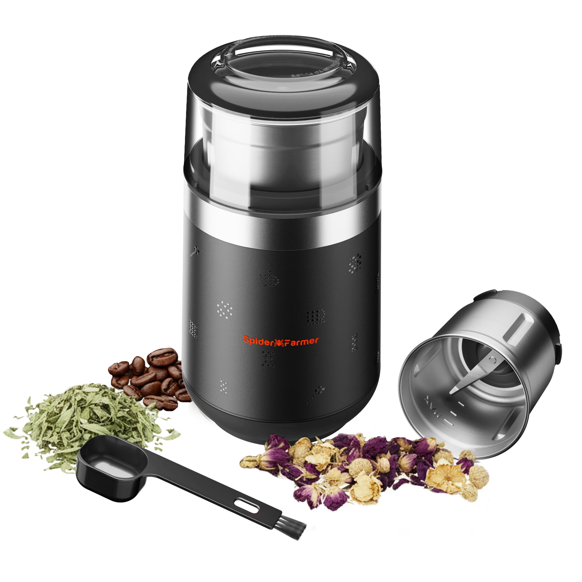 New Spider Farmer Electric Herb & Spice Grinder with Removable Stainless Steel Bowl