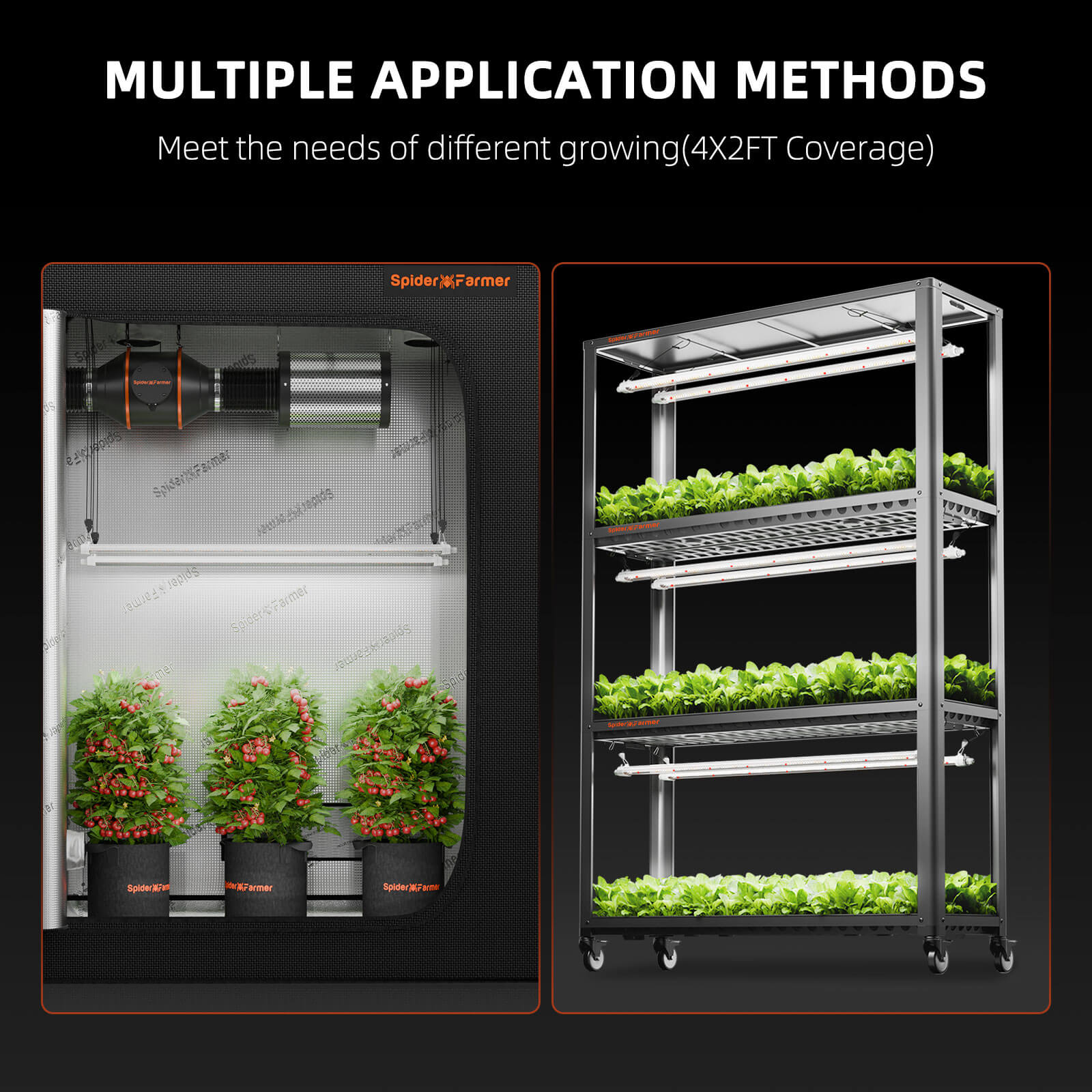 Spider Farmer® Glow80 80W LED Grow Light Bars, Full Spectrum, IP65 Waterproof, Linkable Lamps