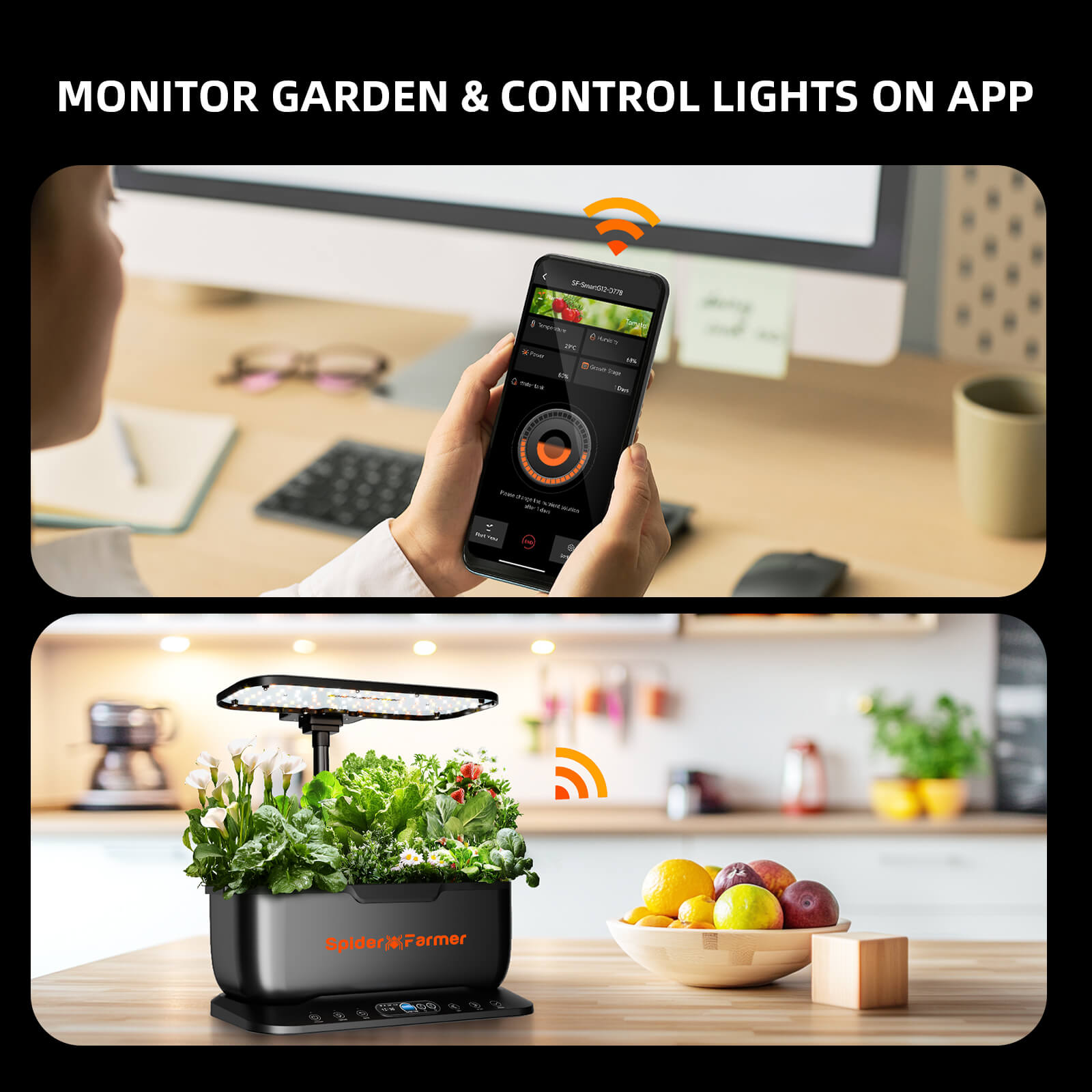 Spider Farmer SmartG12 Hydroponic Gardening System Kit,APP & Wifi Controlled,36W LED Grow Light,12 Pods Indoor Herb Garden,6L Water Tank