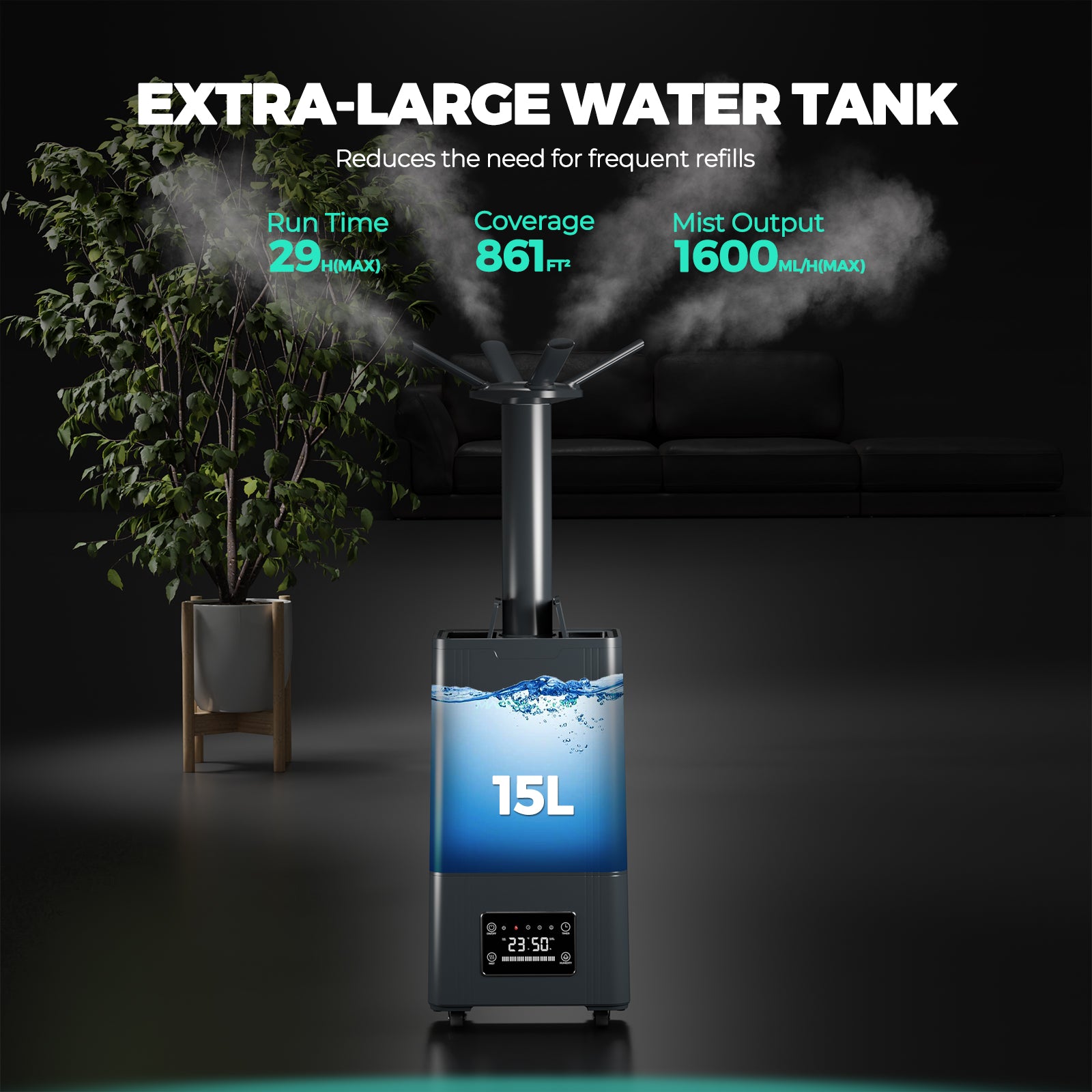 Mars Hydro 15L Ultrasonic Cool Mist Humidifier for Large Room