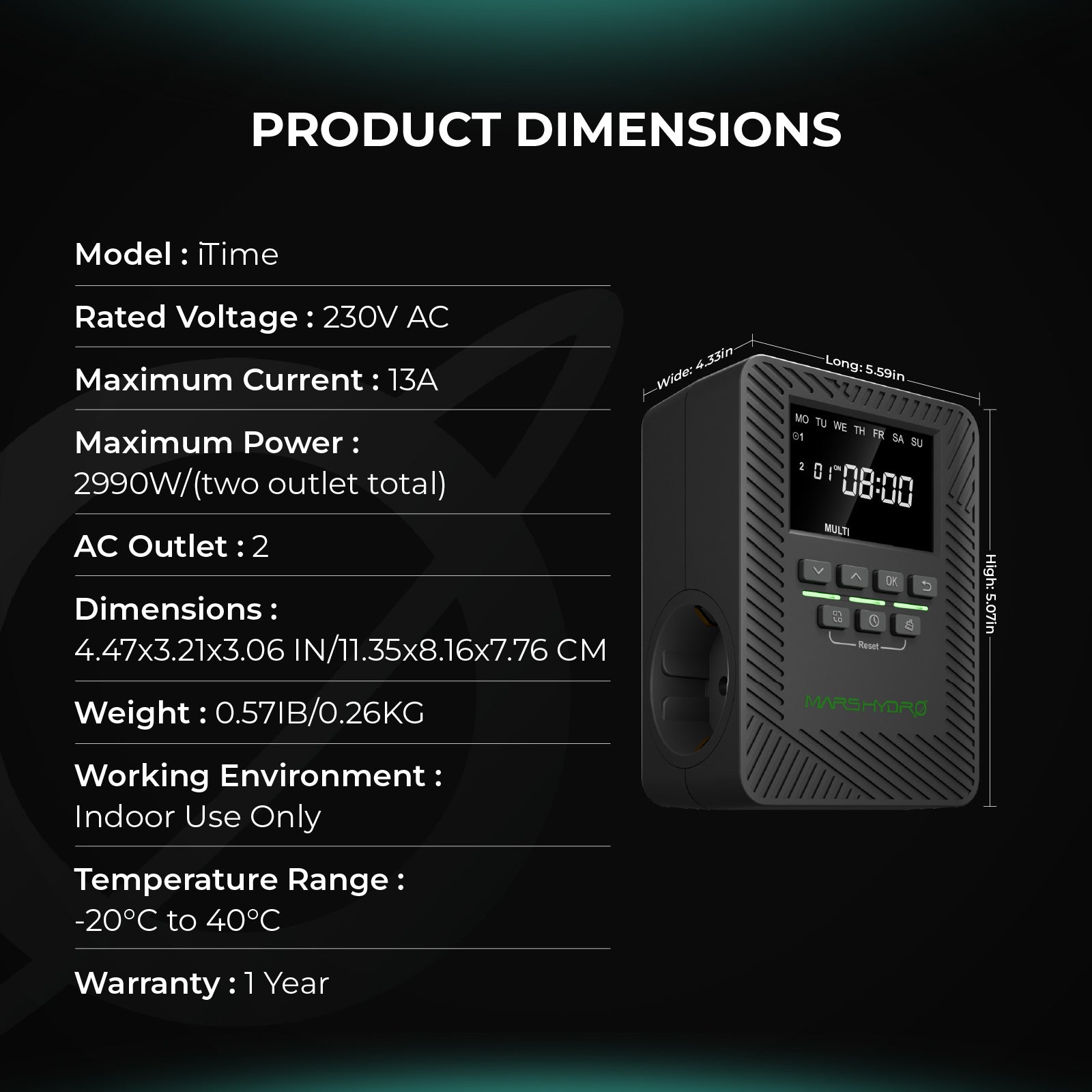 Mars Hydro iTime 2-in-1 Smart Timer Dual Outlet App Control Custom Scheduling