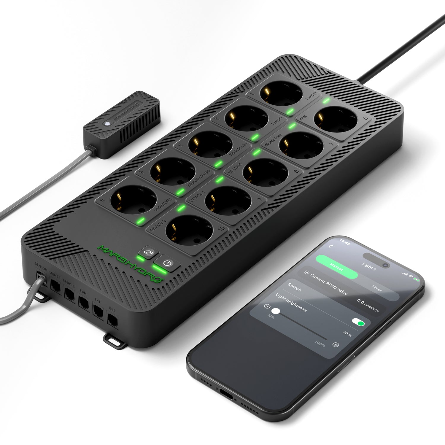 Mars Hydro iHub Pro: Smart 10-Outlet All-in-One Grow Room Hub | WiFi Environmental Control for Light, Temperature, Humidity & VPD