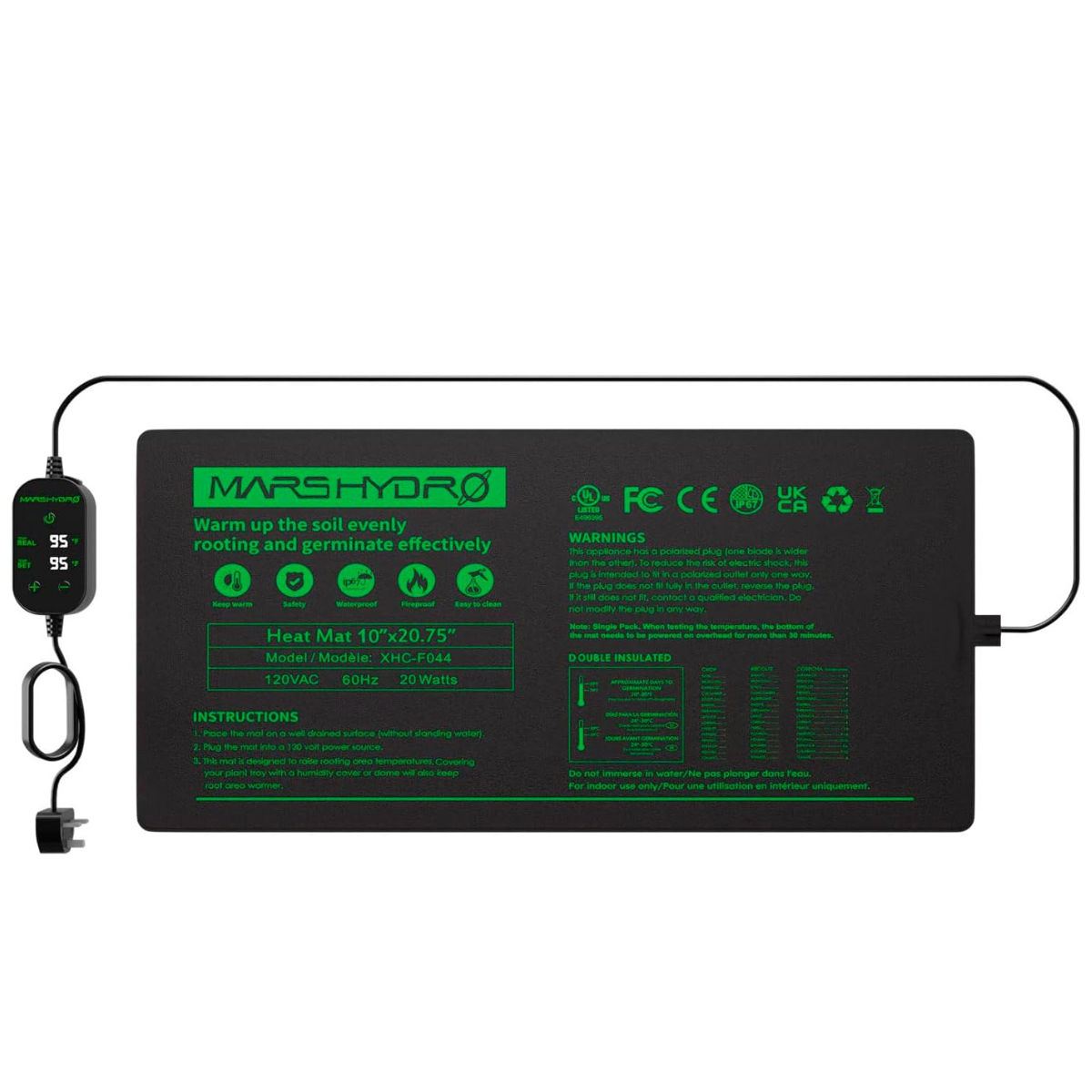 Mars Hydro Seedling Heat Mat & Digital Thermostat Combo 48''×20.75''
