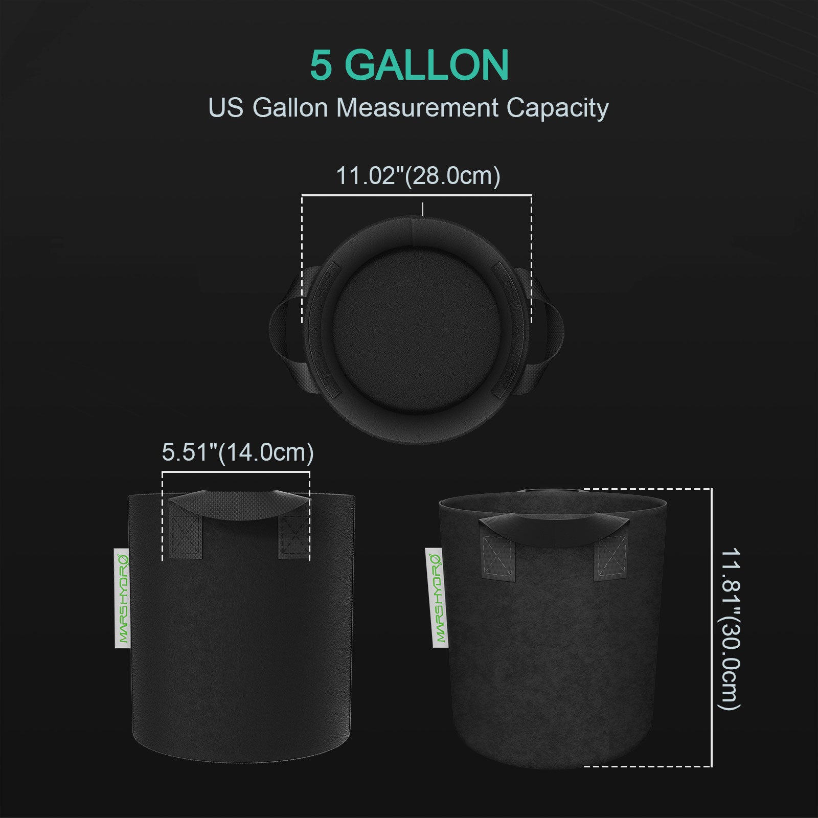 Mars Hydro 5 Gallon Grow Bag Plant Container (5 Packs)
