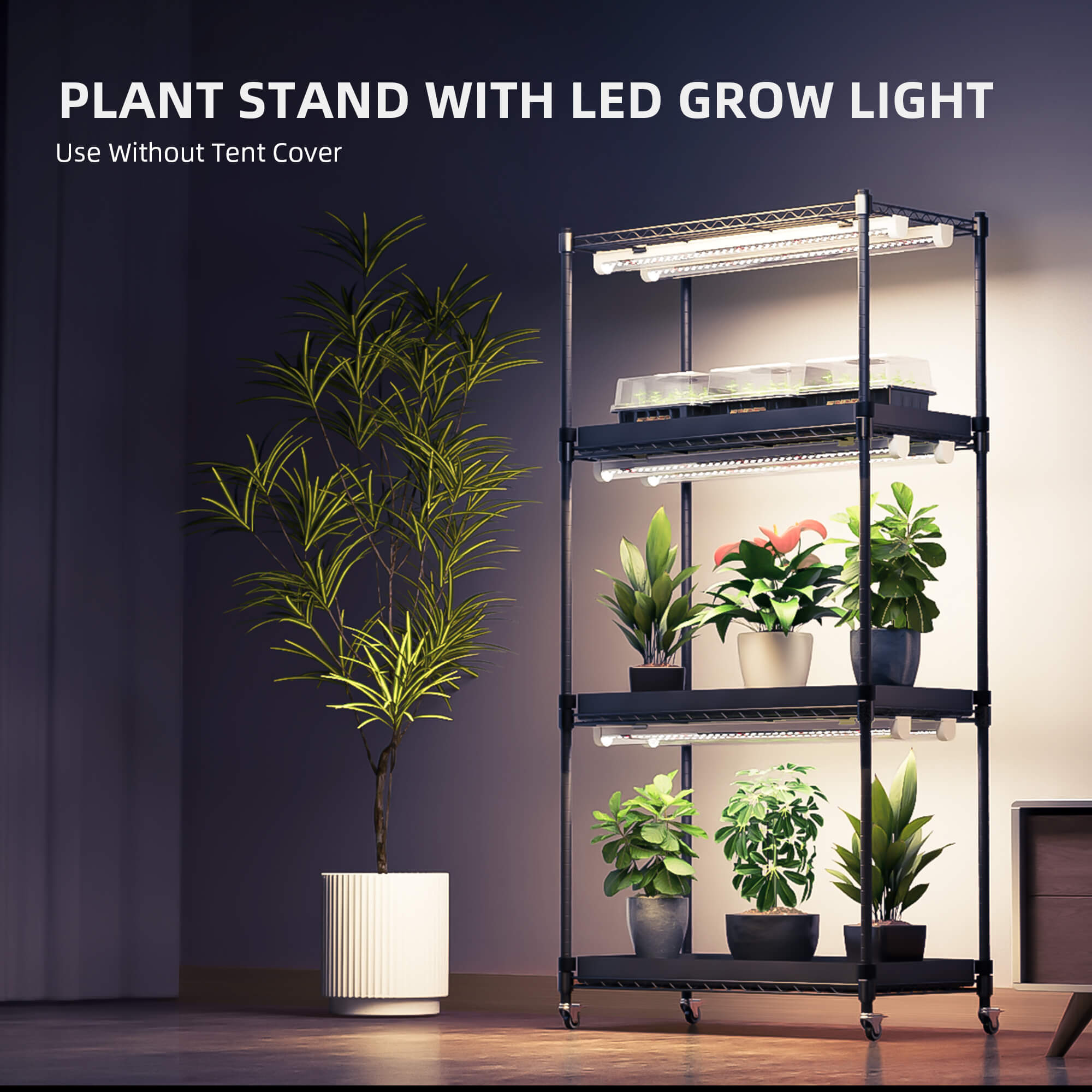 Spider Farmer 4 Tier Plant Stand With Grow Lights 108W