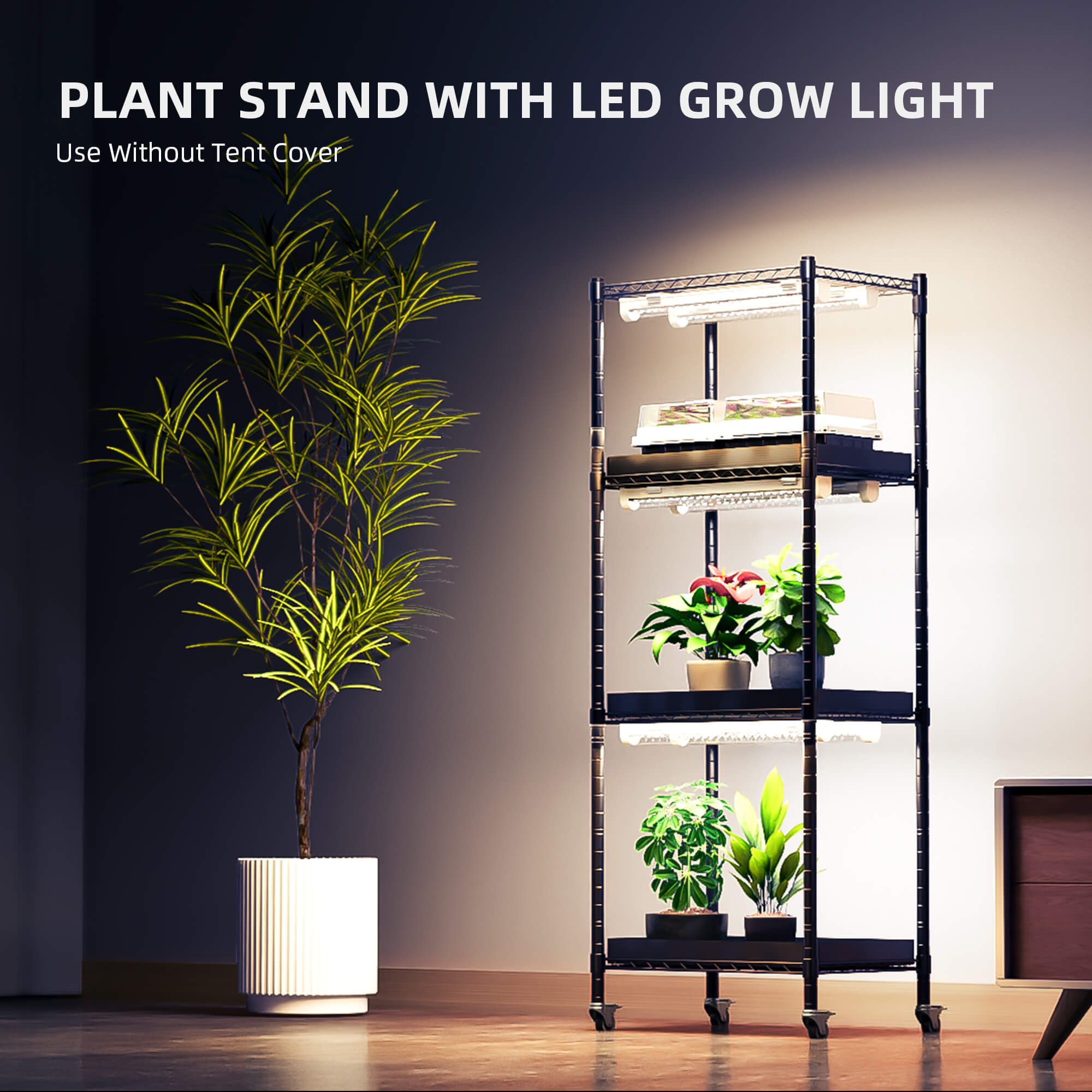 Spider Farmer 4 Tier Plant Stand With Grow Lights 54W