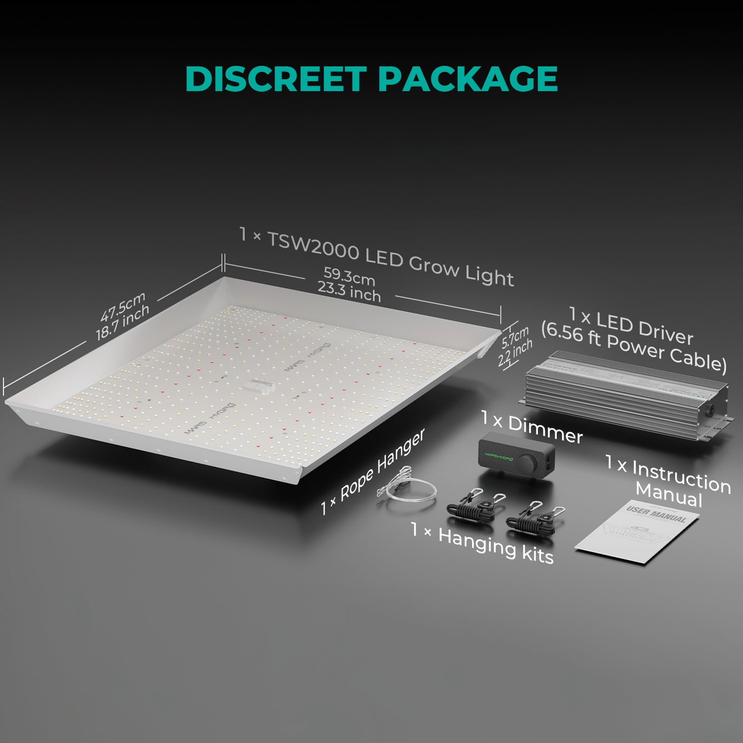 [2026 New Update] Mars Hydro TSW2000 300W Dimmable Full Spectrum LED Grow Lights Growlampe